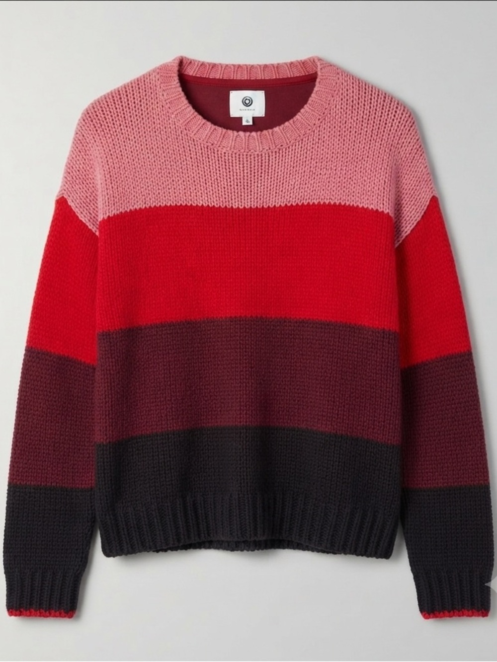 Sundry Scarlett Colorblock Wool Blend Chunky Knit Slouchy Stripe Sweater